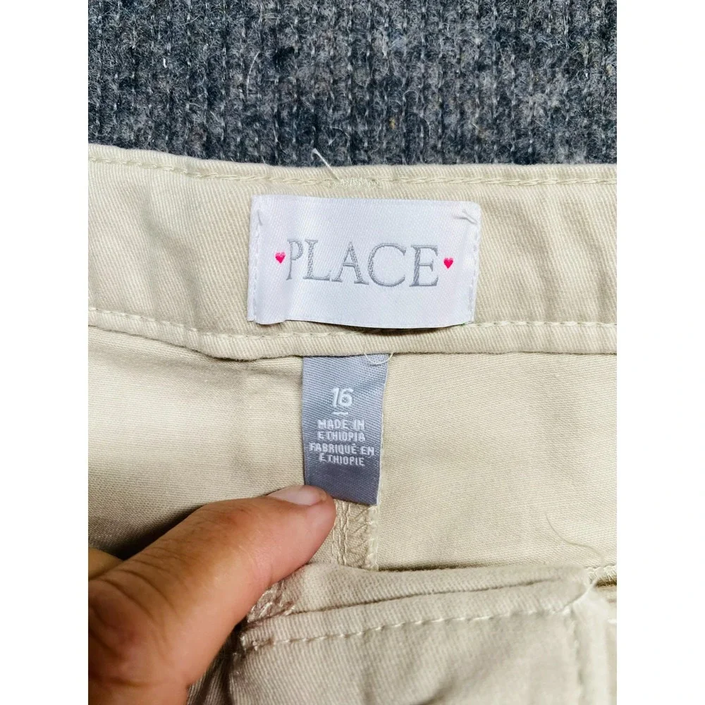 The Children's Place Girls Uniform Twill Chino Shorts Tan Size 16 NEW